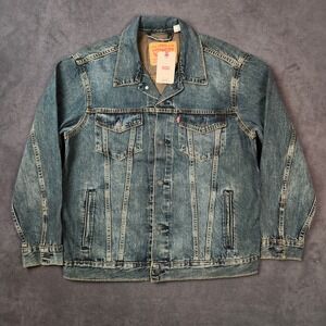 Levis Relaxed Fit Denim Trucker Jacket Mens Medium Blue‎ Jean Cotton Casual